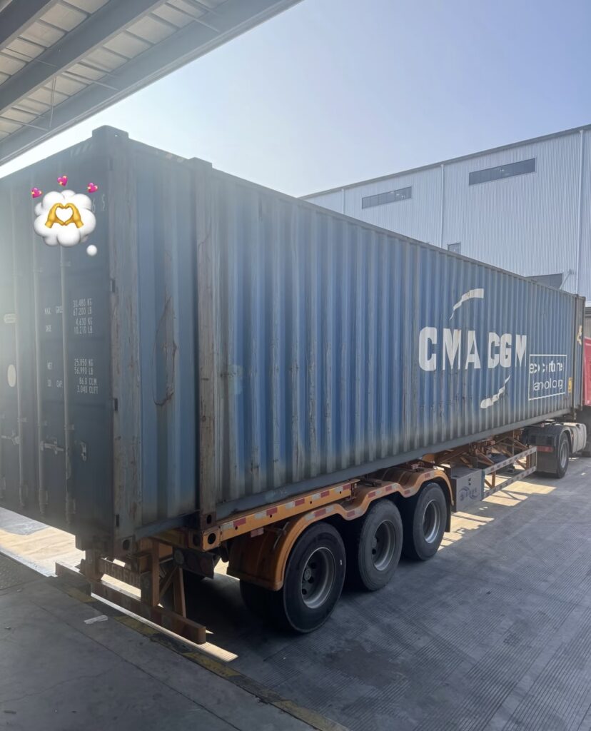Loaded 40ft export container leaving the Dopsigen factory dock