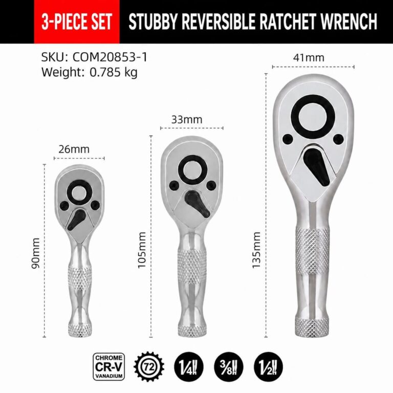 3-Piece Stubby Reversible Ratchet Wrench Set - Dopsigen OEM manufacturer