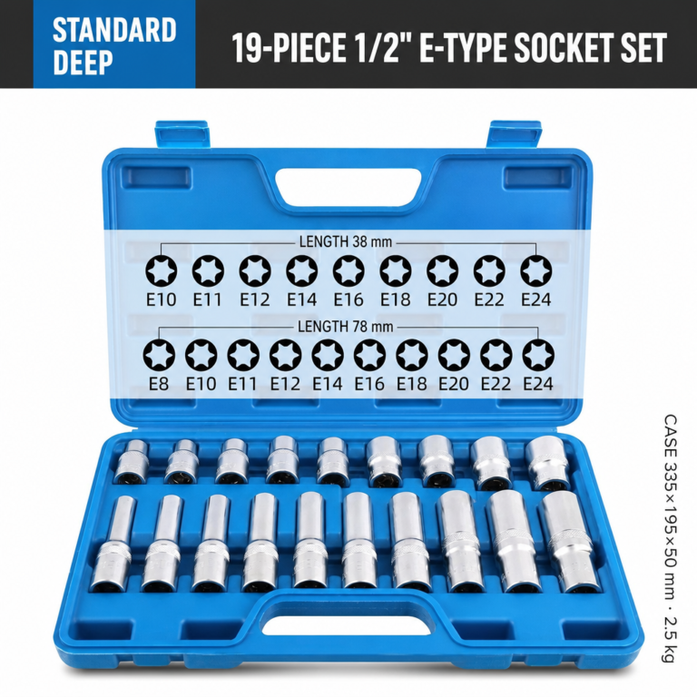 19-Piece 1/2 inch E-Type Socket Set - Dopsigen