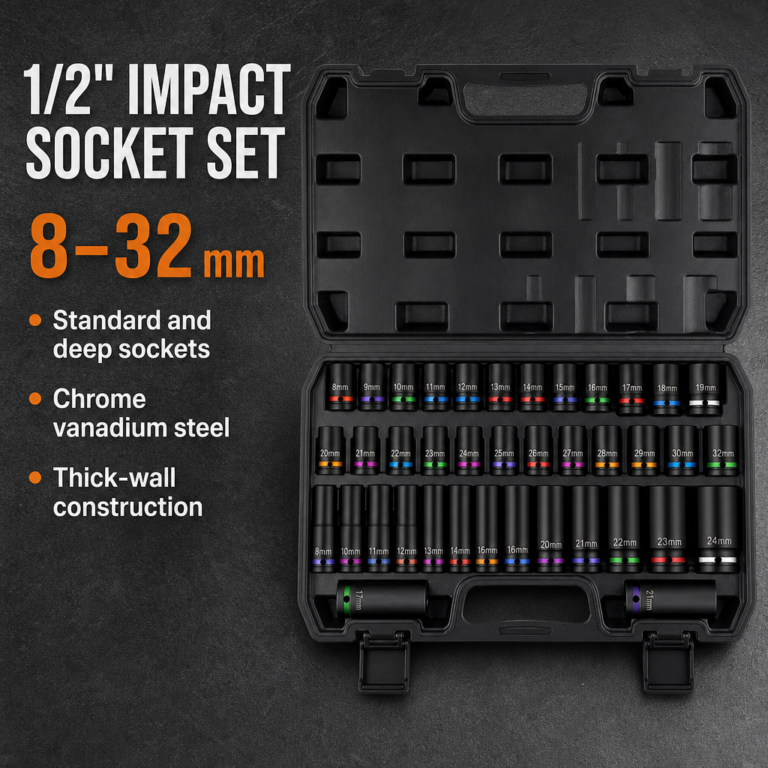 CR-MO impact socket set 8-32mm for pneumatic tools, OEM manufactured by Dopsigen