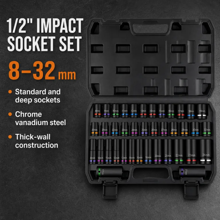 CR-MO impact socket set 8-32mm for pneumatic tools, OEM manufactured by Dopsigen